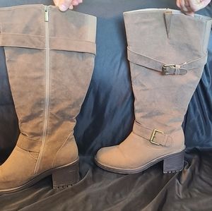 Brown Knee High, heeled boots, size 8W